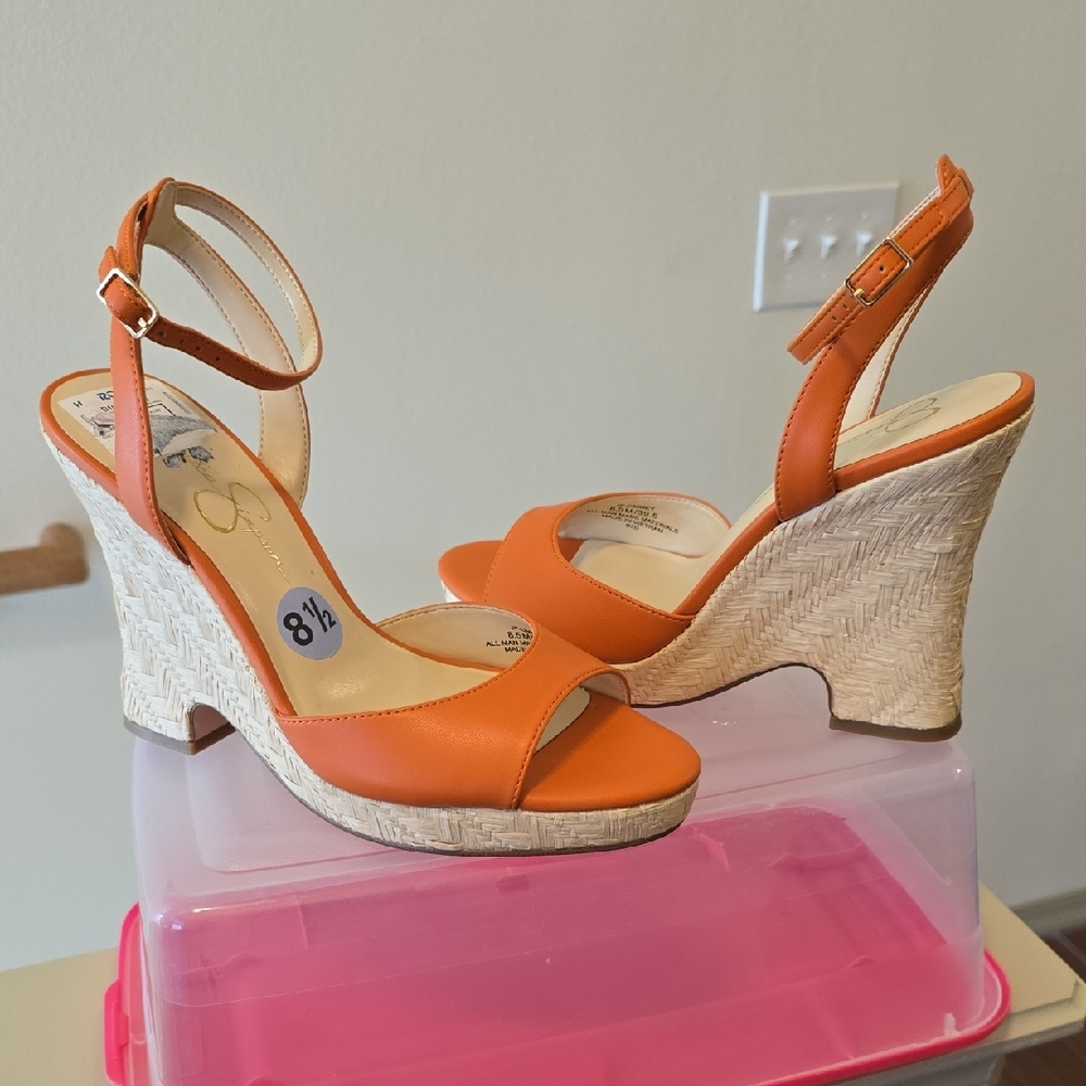 Jessica Simpson Vibrant Orange Wedges